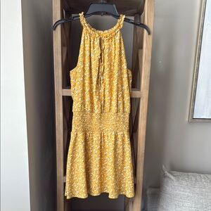 Yellow Floral Halter Dress